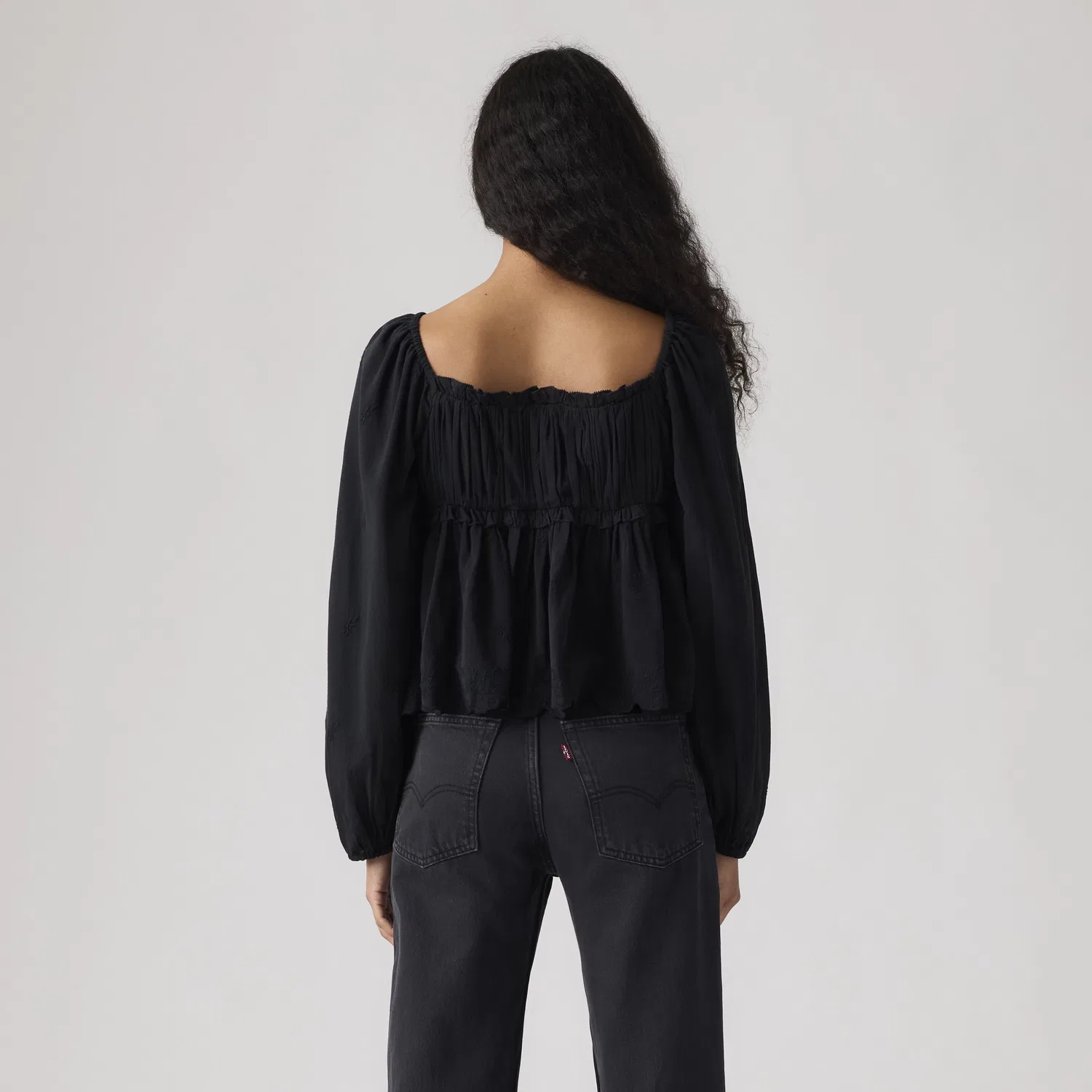 Блузка в стиле бохо с длинными рукавами Ottie Levi's, Black — фото 4