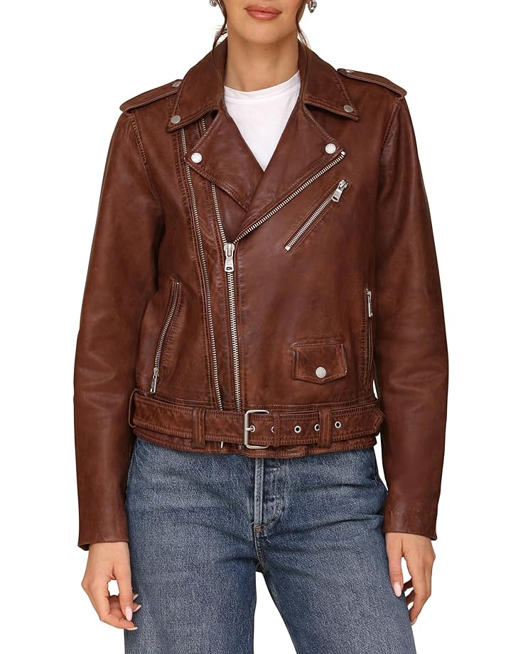 

Куртка Avec Les Filles Genuine Leather Relaxed Biker Jacket, кофе