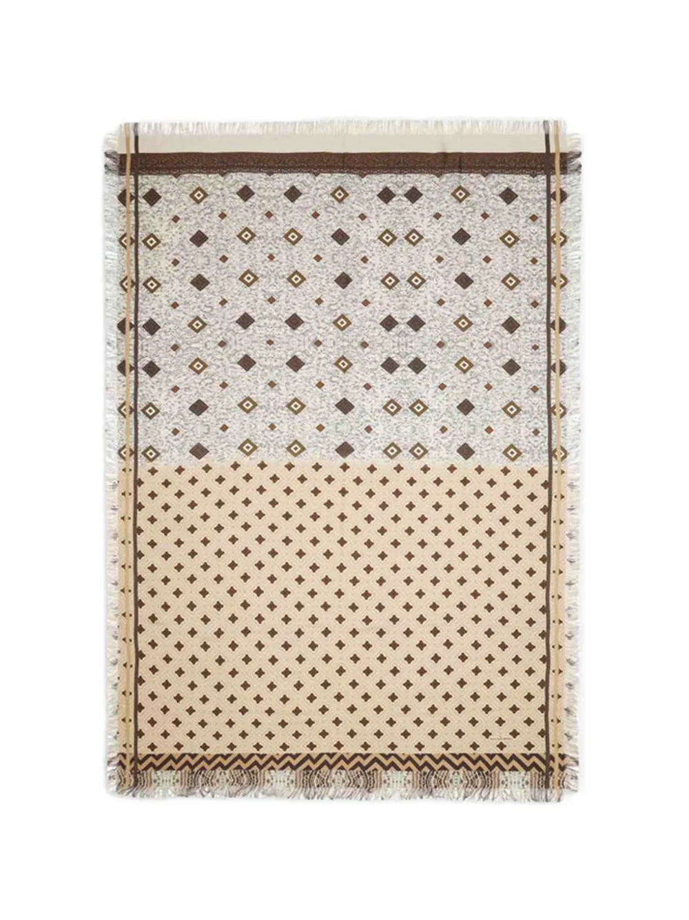 

Шарф с бахромой и геометрическим узором Pierre-Louis Mascia, бежевый