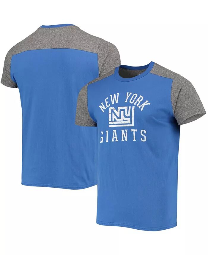 

Мужская королевская, серая, меланжевая футболка New York Giants Gridiron Classics Field Goal Slub Majestic