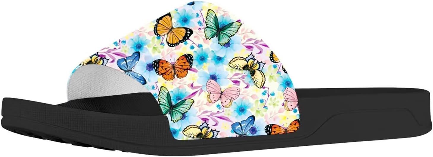 

Мужские и женские слайд-сандалии Forchrinse с ярким тай-дай рисунком бабочки, легкие тапочки с открытым носком для комфорта, для дома и улицы, Colorful Butterfly Flower