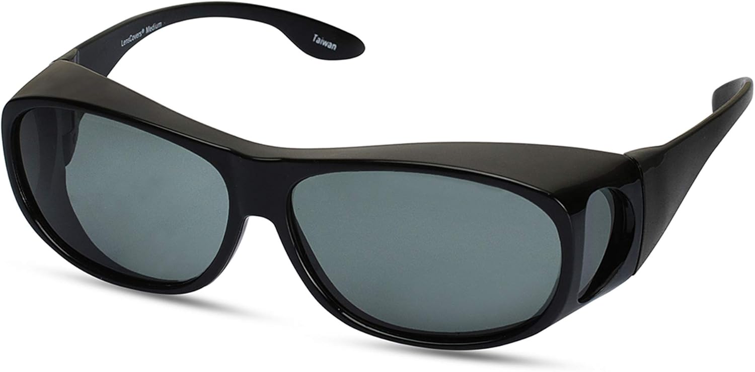 

Солнцезащитные очки LensCovers с поляризованными линзами и обтекаемой формой | Надеваются поверх солнцезащитных очков | Надеваются поверх обычных очков, Medium Black Frame With Smoke Lens