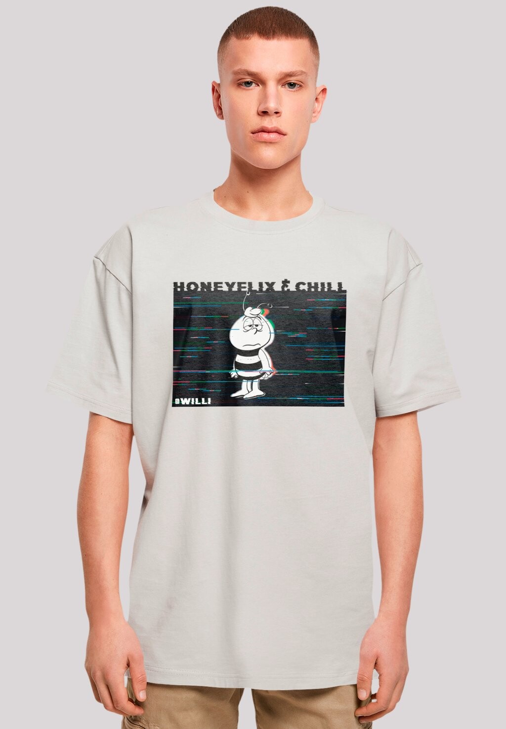 

Футболка с принтом DIE BIENE MAJA HONEYFLIX AND CHILL F4NT4STIC, светло-серый