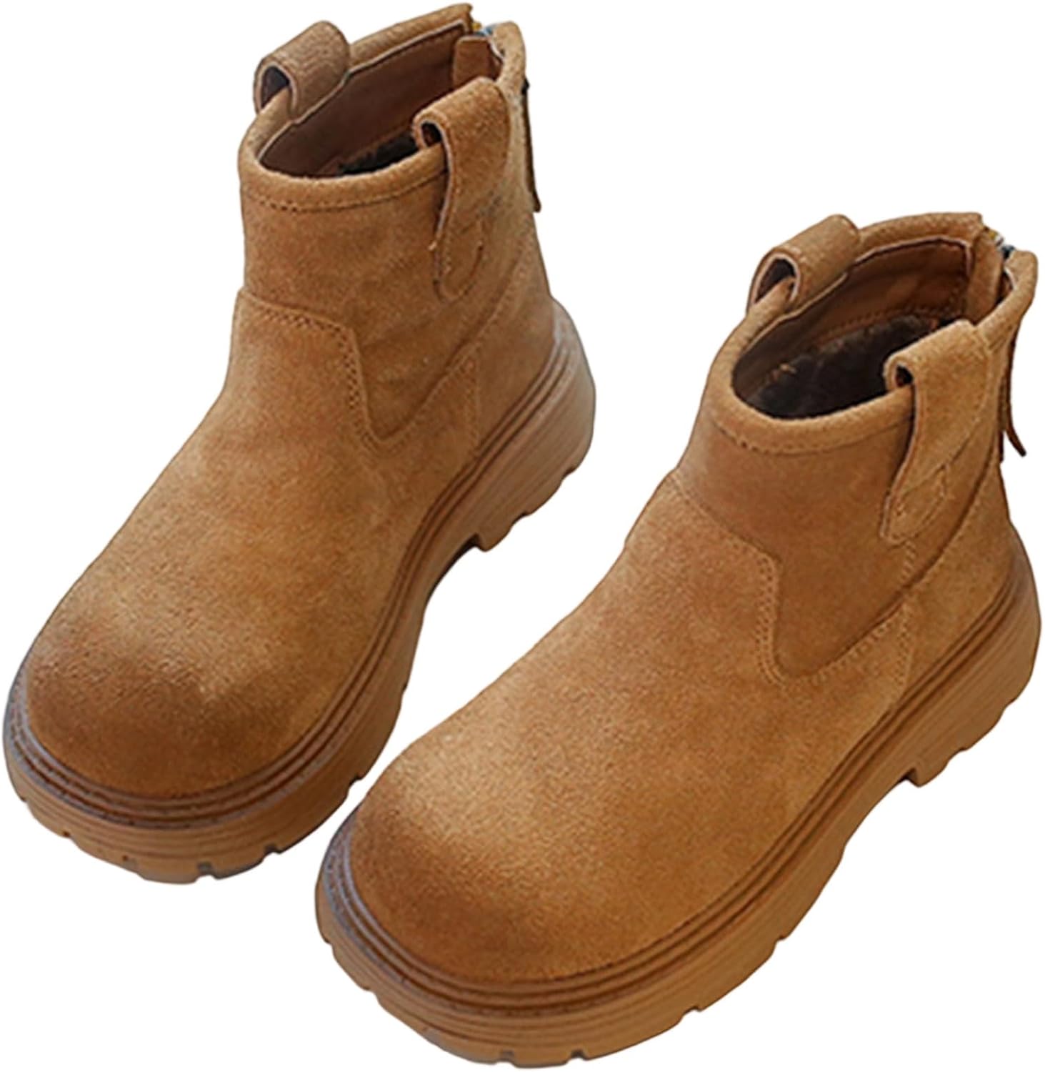 

Мальчики Девочки Ботинки для боевых игр Зимние сапожки с искусственным мехом Замшевые короткие ботинки в западном стиле Сзади на молнии Для походов 4-11 лет Generic, Coffee