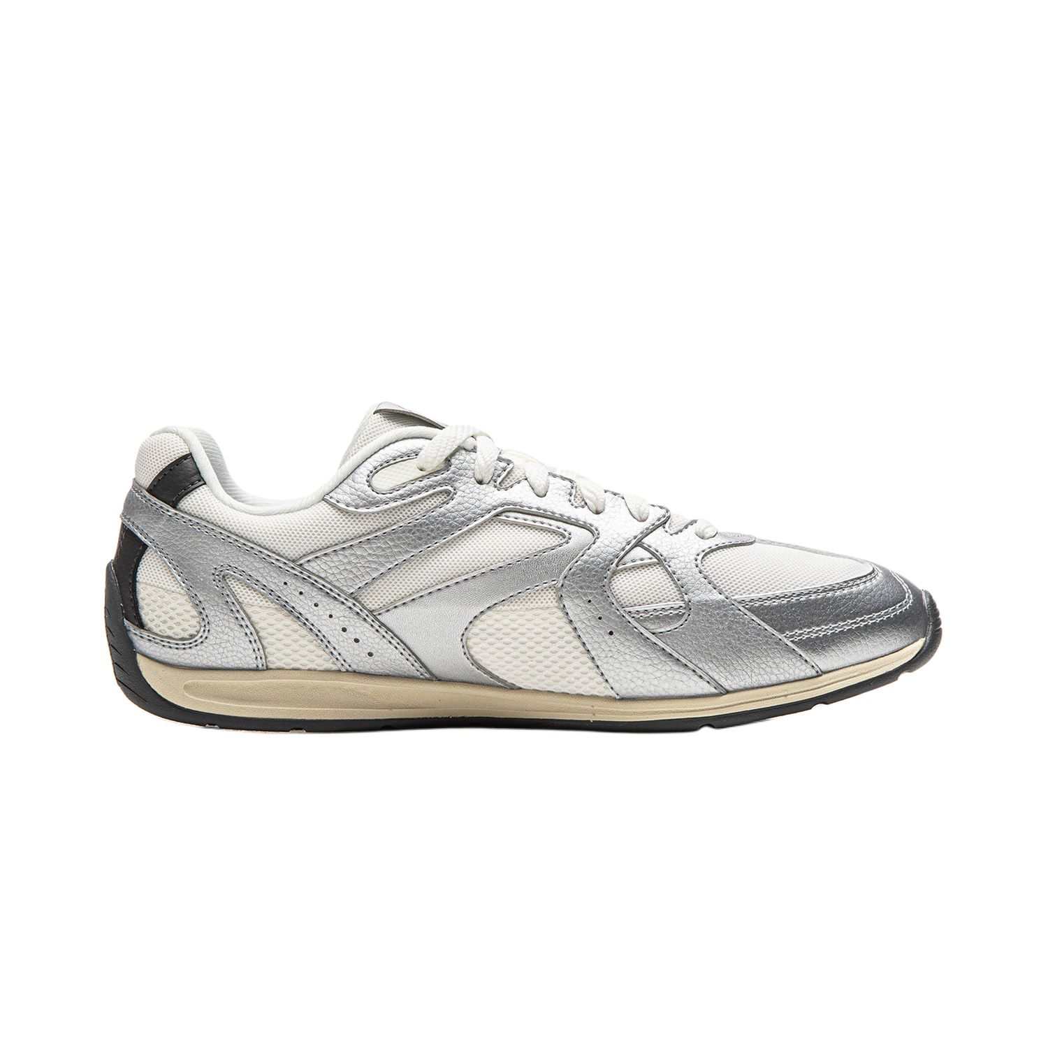 Повседневные мужские кроссовки Film Retro Low top с противоскользящей подошвой, устойчивостью к истиранию и легким весом LINING, серебряный/Mist белый — фото 2