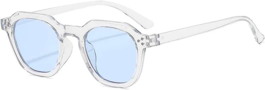 

Винтажные классические солнцезащитные очки в квадратной оправе с заклепками для женщин и мужчин, для активного отдыха, рыбалки, с защитой от УФ-излучения UV400 TVTBBVV, Clear Blue