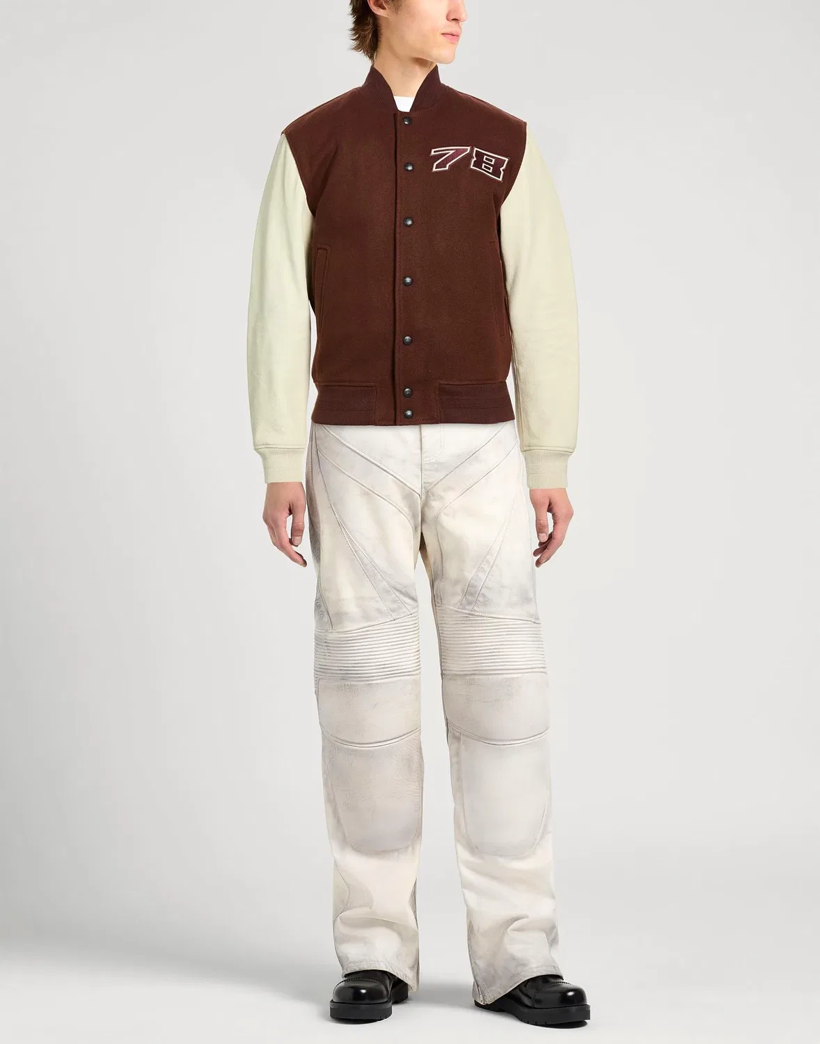 Куртка varsity из шерсти и кожи DIESEL коричневый — фото 2