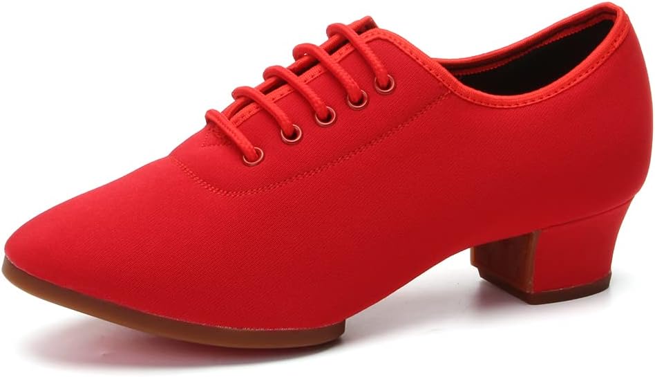 

Танцевальные туфли SWDZM для мужчин и женщин для бальных танцев с шнуровкой, современные латинские, для сальсы, для выступлений и репетиций, красный