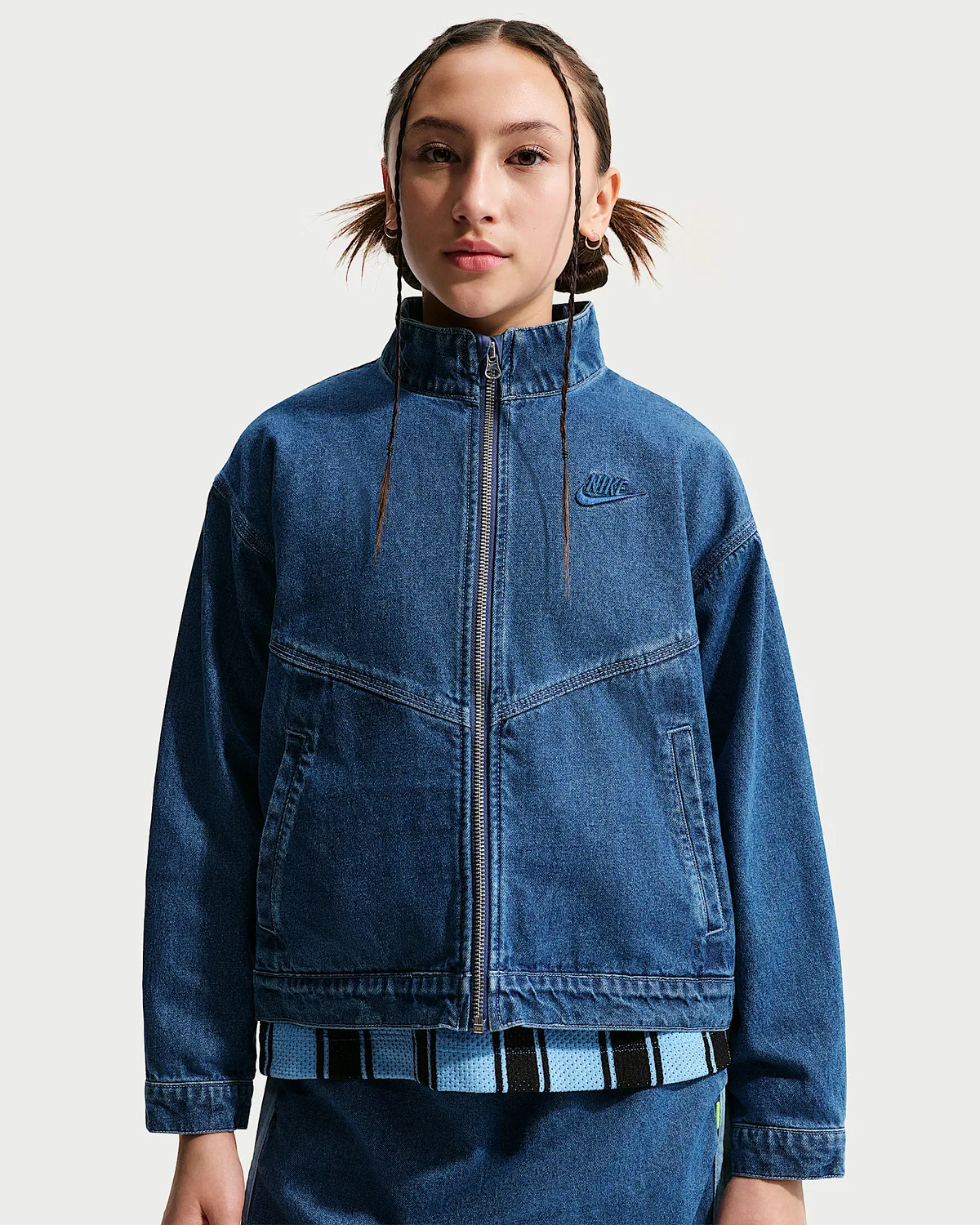 Детская джинсовая куртка Nike Sportswear Collection Windrunner, Mystic Navy/Mystic Navy/Aegean Storm/Coastal Blue