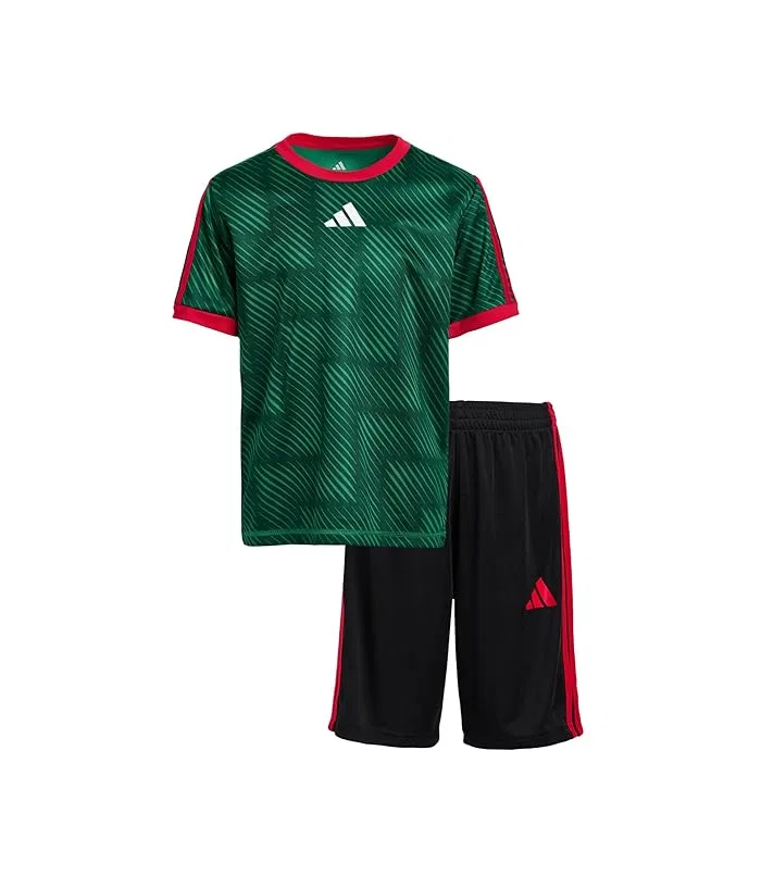 Спортивный комплект с принтом Aop Soccer Top Shorts Set Adidas Kids, Black Adi