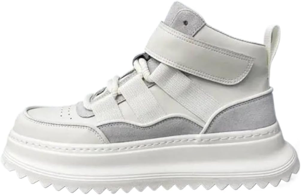 

Мужские повседневные кроссовки в стиле ретро с высокой подошвой из искусственной кожи, толстой платформой, городской наружной стильной и широкой ременной поддержкой для комфорта в течение всего дня Ctkvbmeoi, белый