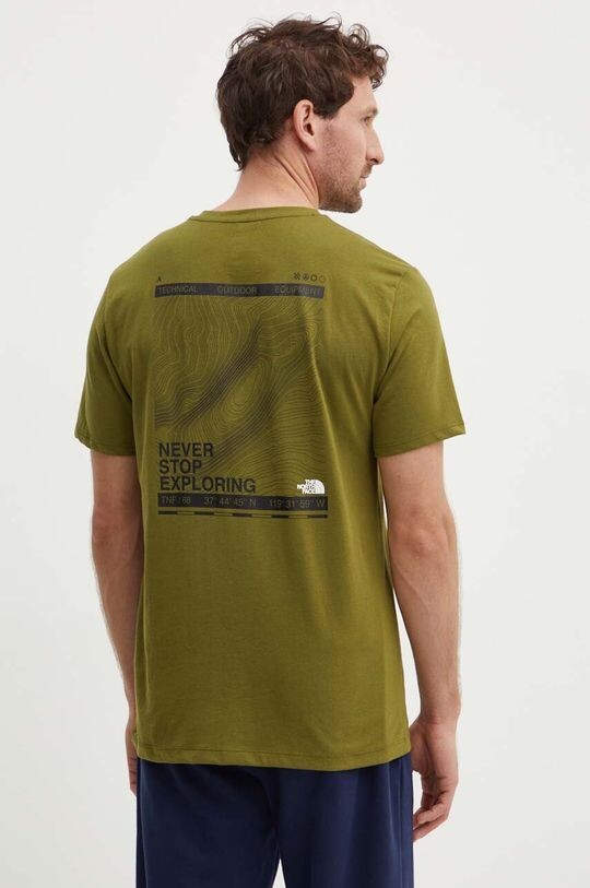 

Спортивная футболка Foundation Mountain Lines The North Face, зеленый