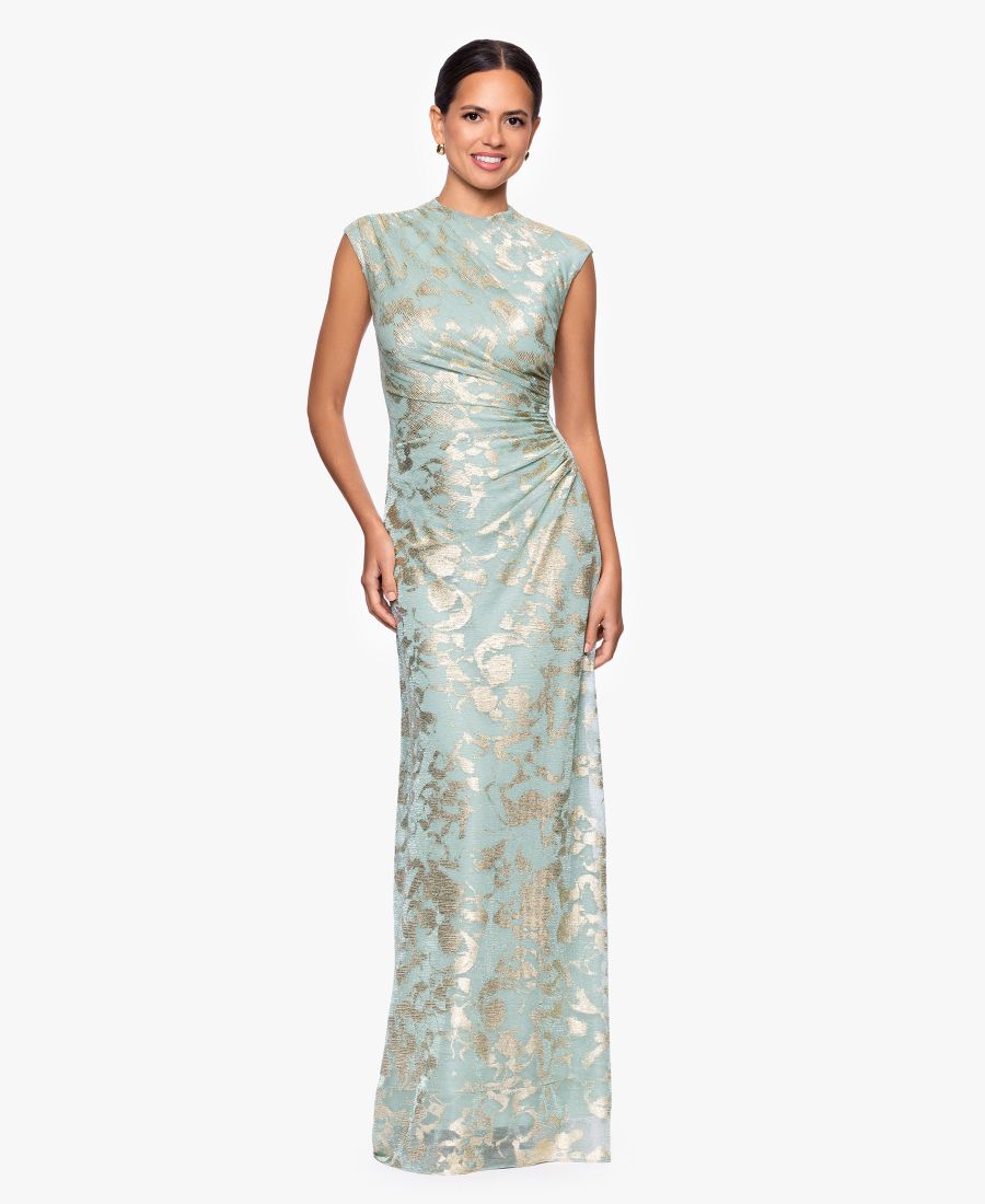 

Женское платье с воротником-стойкой Betsy & Adam, Sage/gold