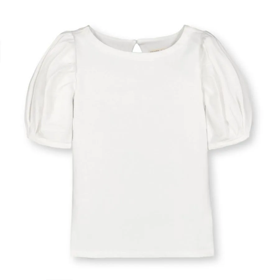 Детский вязаный топ с коротким рукавом для девочек Hope & Henry, белый bubble sleeve
