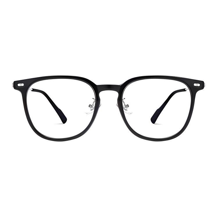 

PARMU Пластиковые очки квадратной формы унисекс в прохладном чайном цвете, Plain Face Black Frame