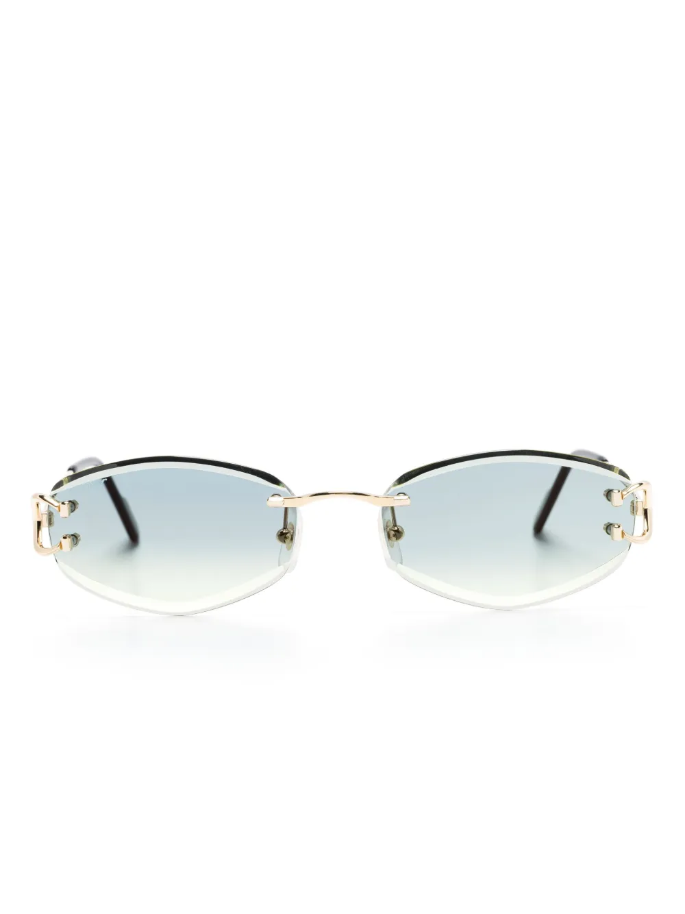 

Солнцезащитные очки в прямоугольной безободковой оправе Cartier Eyewear, золотой