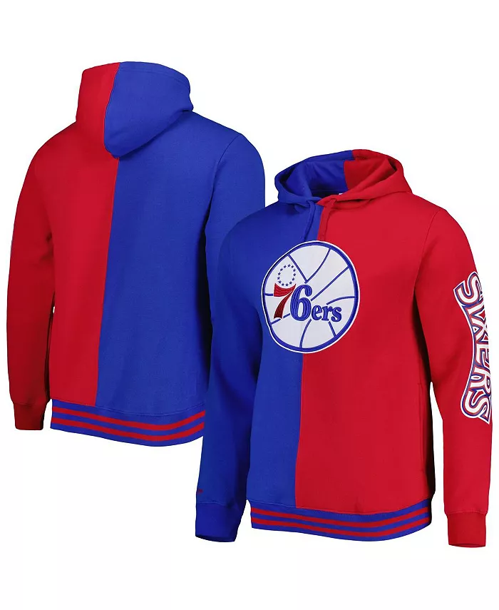 

Мужская худи Philadelphia 76ers Hardwood Classics Split цвета королевского красного Mitchell & Ness