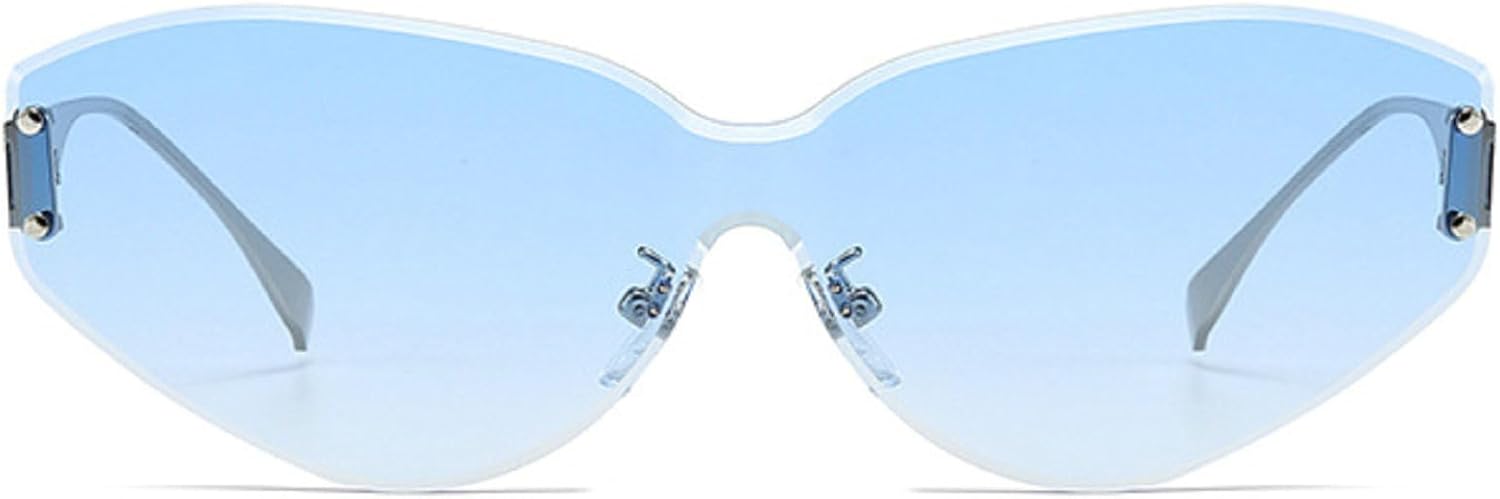 

Роскошные модные солнцезащитные очки «кошачий глаз» для женщин, женские цельные солнцезащитные очки, мужские солнцезащитные очки большого размера, без оправы, N47 mincl, Blue