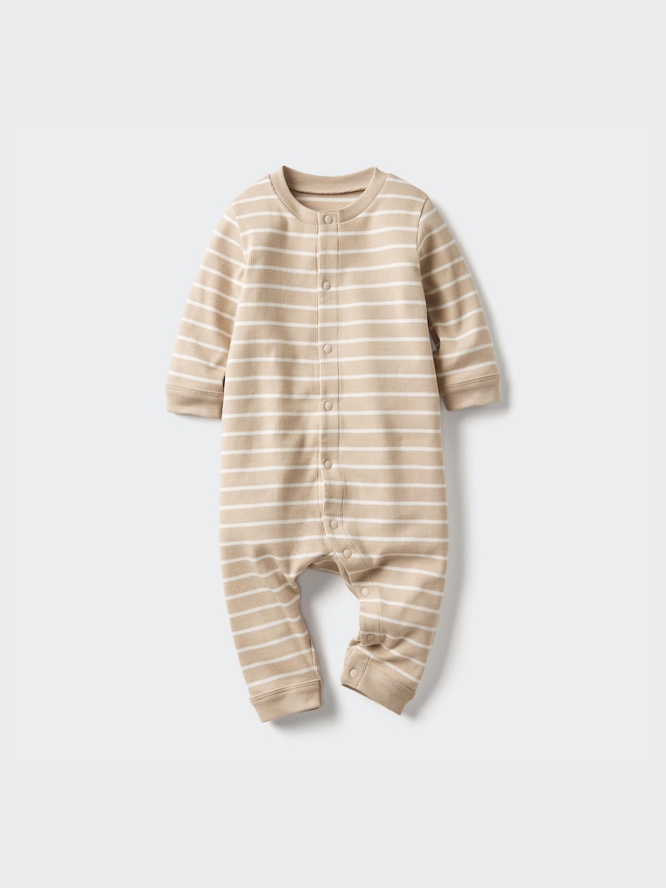 

Комбинезон для новорожденного в рубчик, в полоску Uniqlo, цвет 31 бежевый