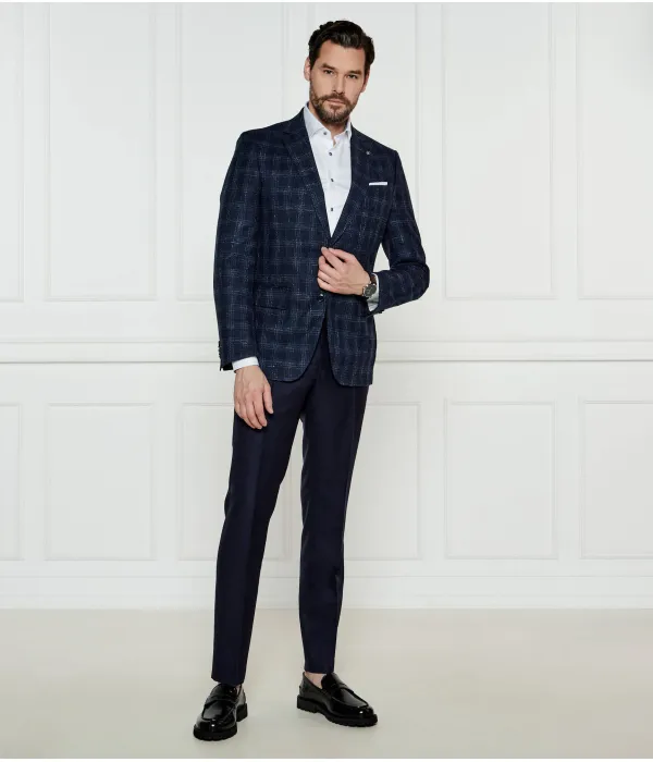 Элегантный шерстяной жакет h-hutson-233 Slim fit Boss, синий — фото 2