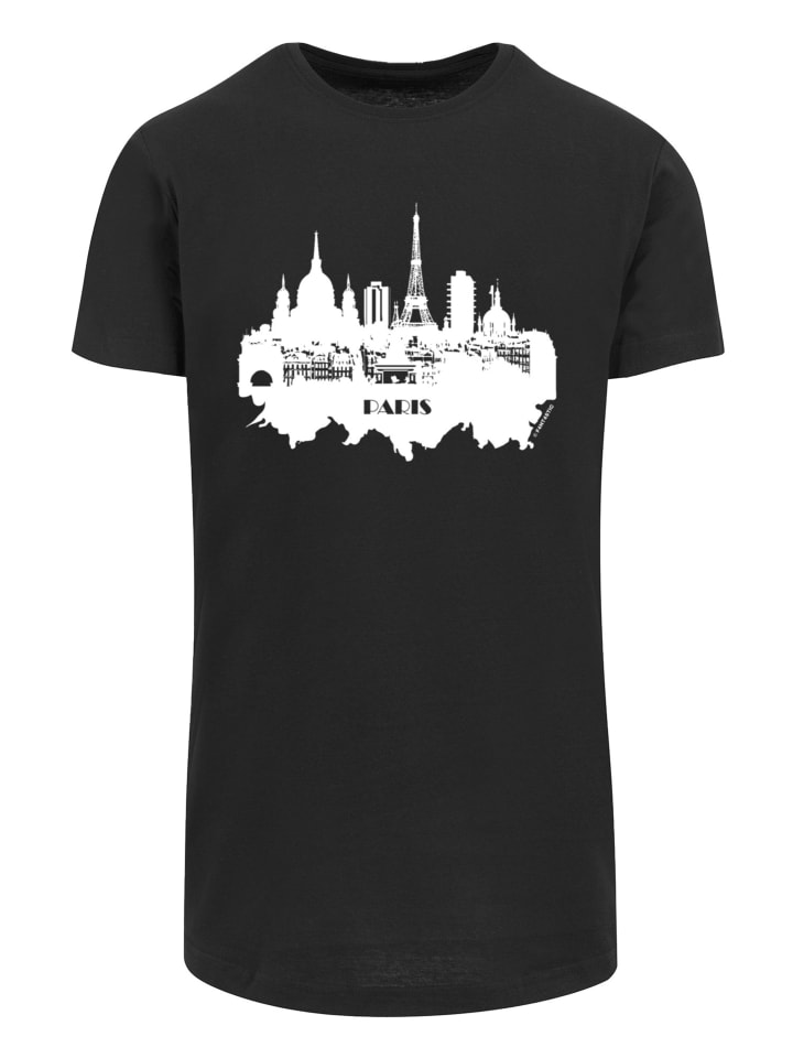 

F4NT4STIC Удлиненная футболка с изображением парижского горизонта, черная, Черный, F4NT4STIC Удлиненная футболка с изображением парижского горизонта, черная