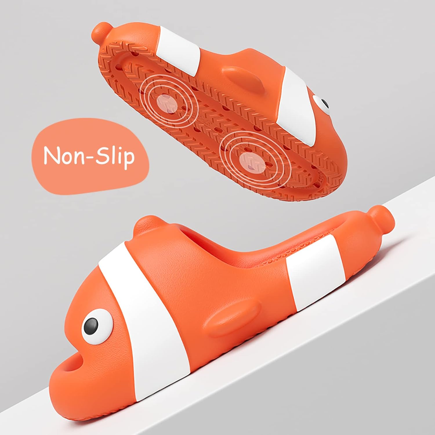 Jerzmy Cloud Clown Fish Slides для женщин и мужчин, милые подушечные тапочки для дома с животными, забавные туфли для душа, летние пляжные сандалии против скользящей одежды для крытого уличного спа, спортзал, оранжевый — фото 3