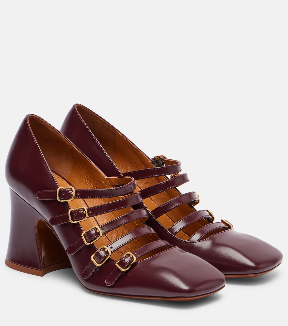 Туфли-лодочки Mary Jane Janis 80 из кожи Chloé, Burnt Purple