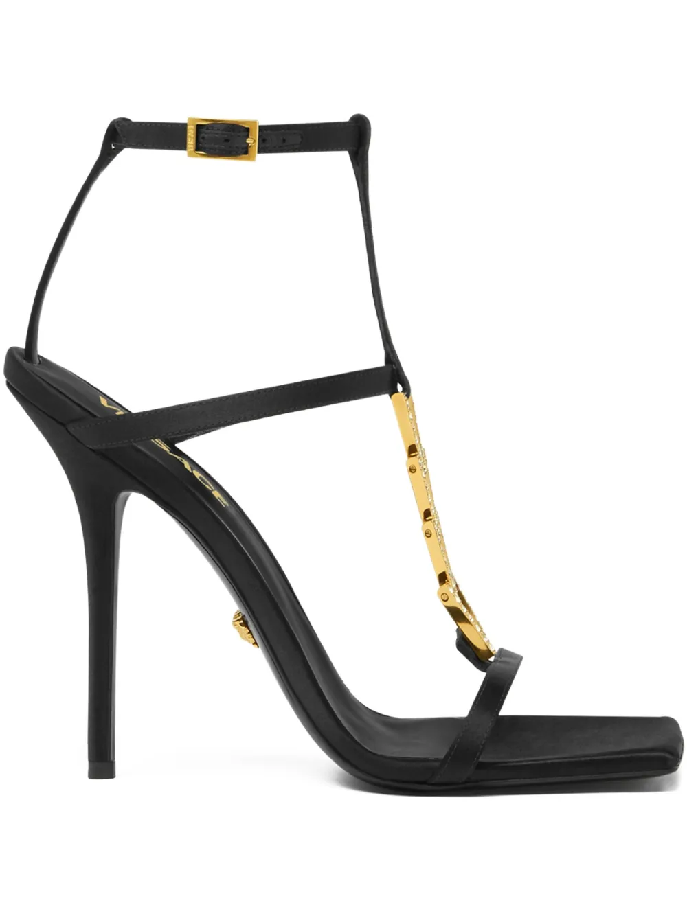 Босоножки с кристаллами VERSACE, черный