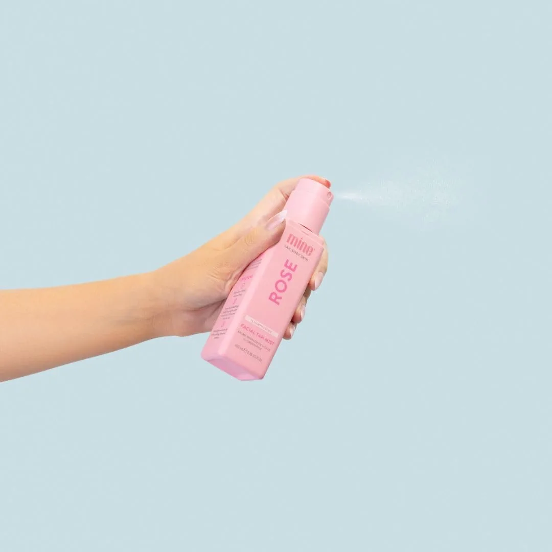 Minetan Rose Face Tan Mist, прозрачный спрей для лица, постепенный автозагар с розовой водой и витамином C, увлажняющий, золотистый финиш, 100 мл Minetan Body.Skin, Warm Bronze — фото 4