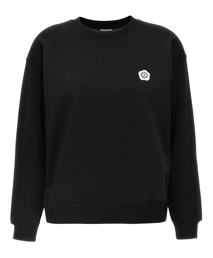 

Черный свитер с круглым вырезом и цветочной вышивкой Kenzo, черный