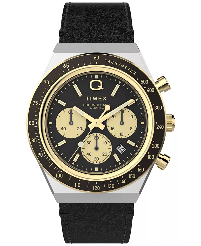 

Мужские аналоговые часы с черным кожаным ремешком, 40 мм Timex