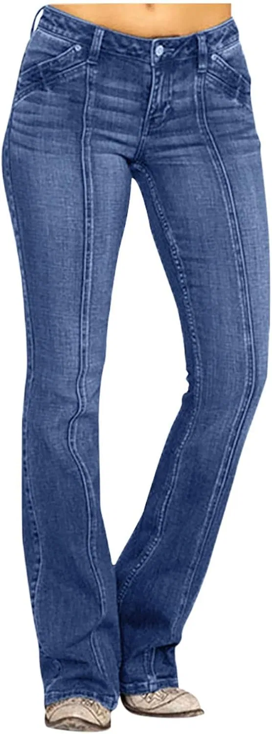 Джинсы клеш, stretch, синие