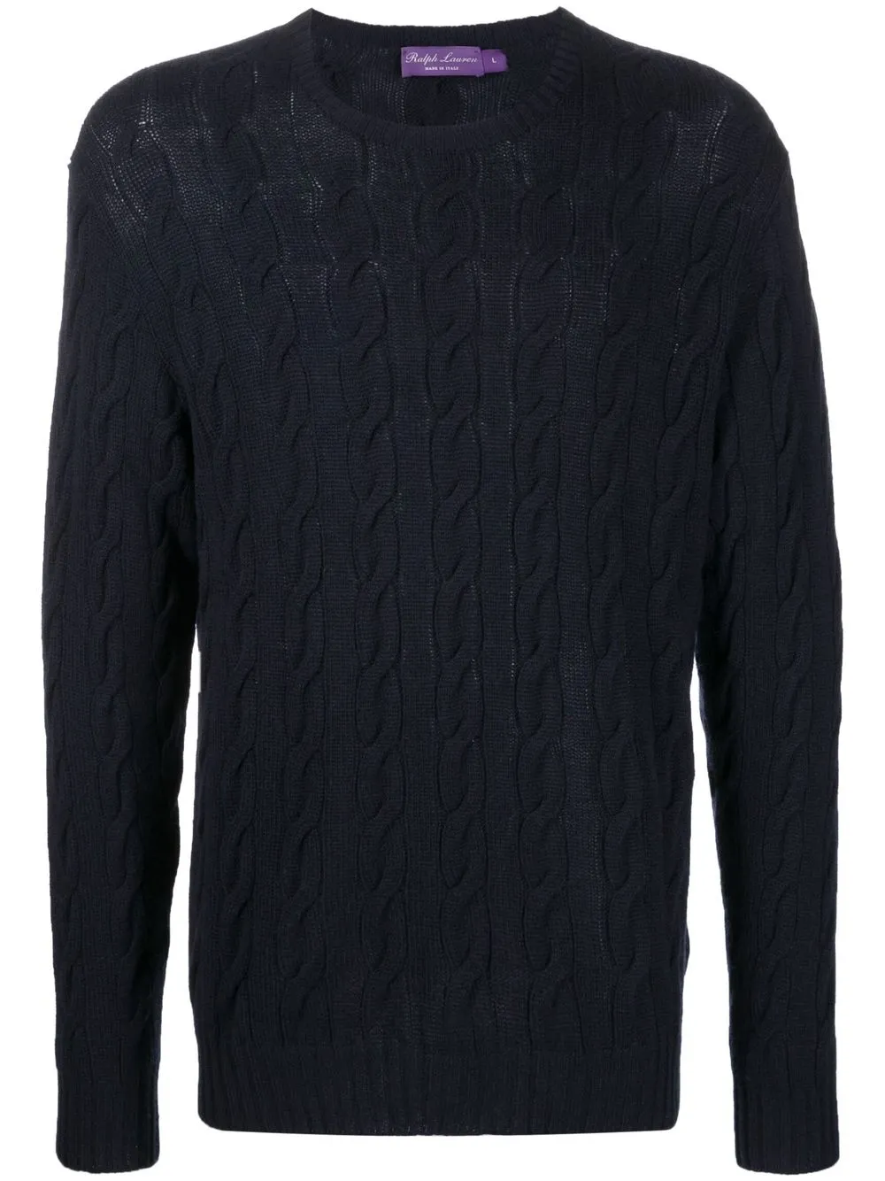 

Свитер фактурной вязки с круглым вырезом Ralph Lauren Purple Label, синий