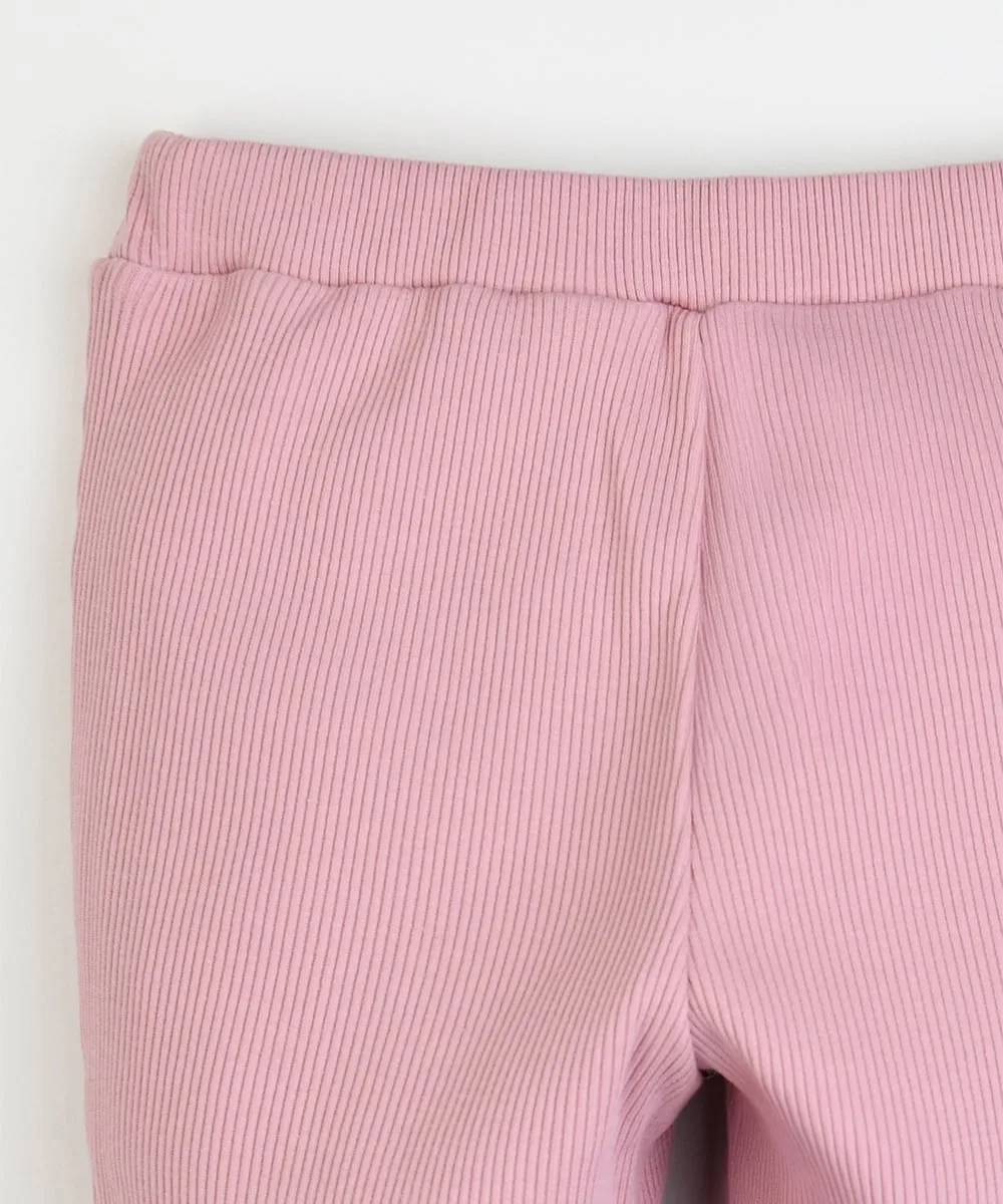 Длинные брюки из кроличьего трикотажа в рубчик Moimoln, Pink — фото 3