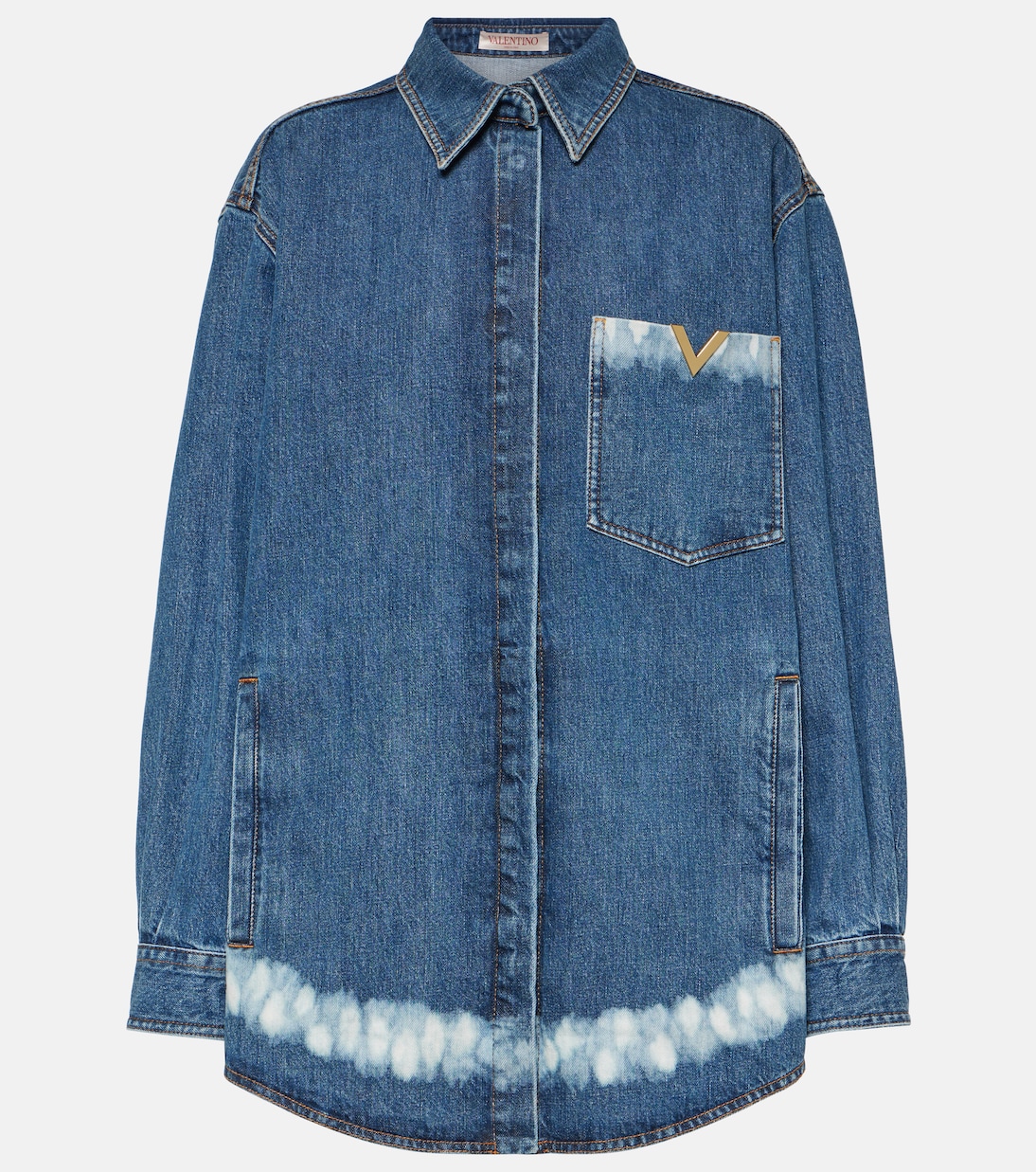 

Рубашка из потертого денима VGold Valentino, Medium Blue Denim