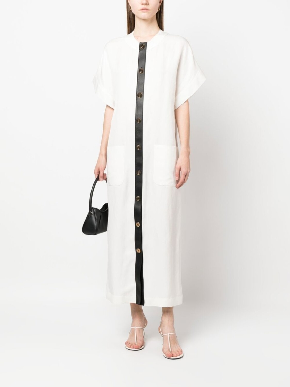 

Платье макси с короткими рукавами Ferragamo, белый