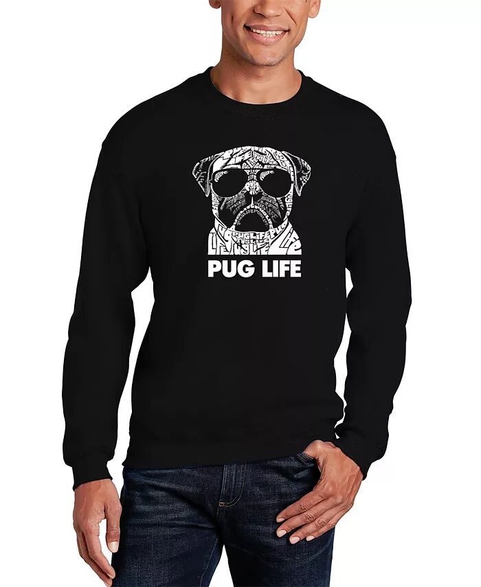 

Мужская толстовка с круглым вырезом Pug Life Word Art LA Pop Art, черный