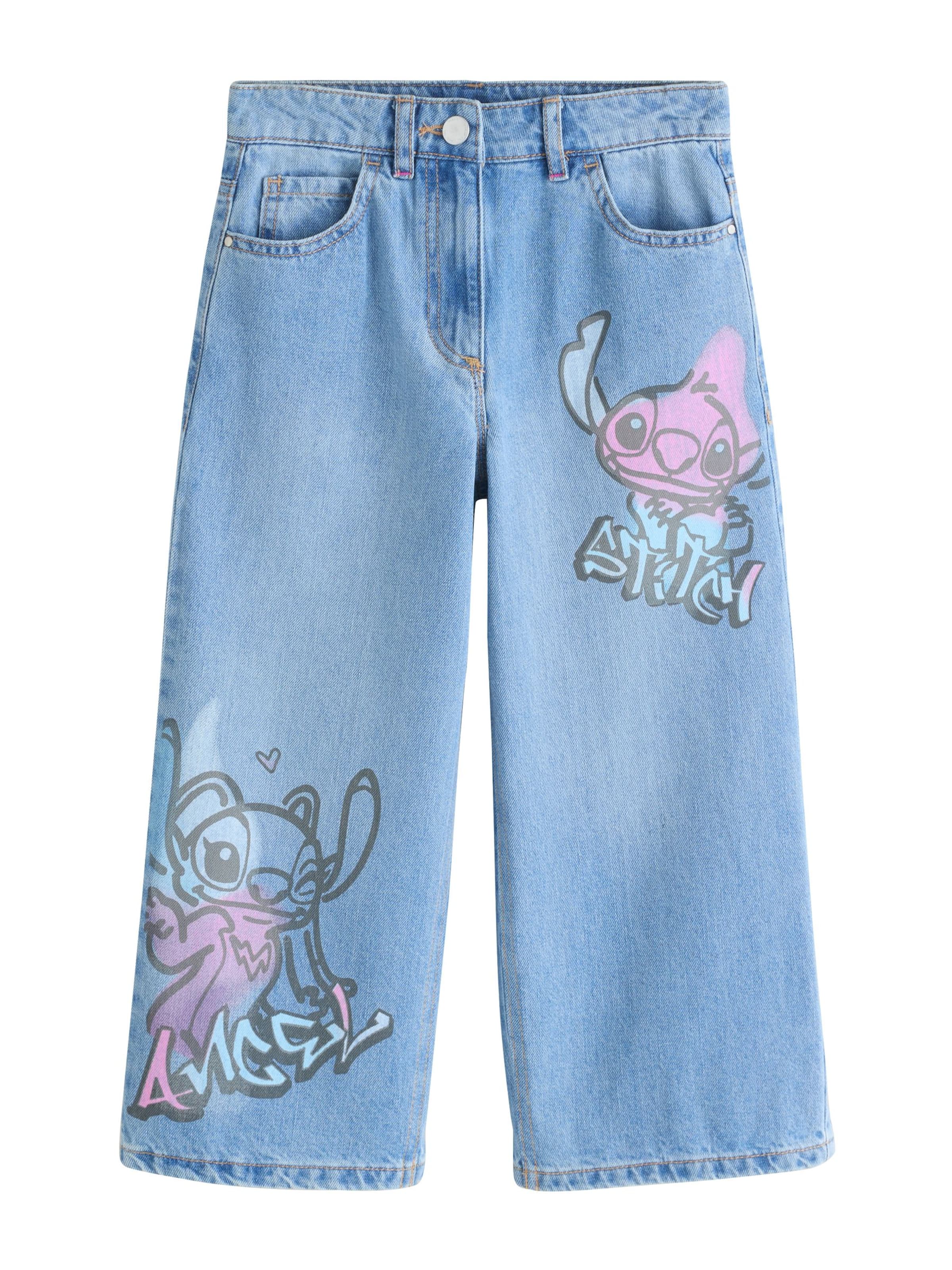 

Next Широкие джинсы 'Disney Lilo & Stitch' в синем дениме