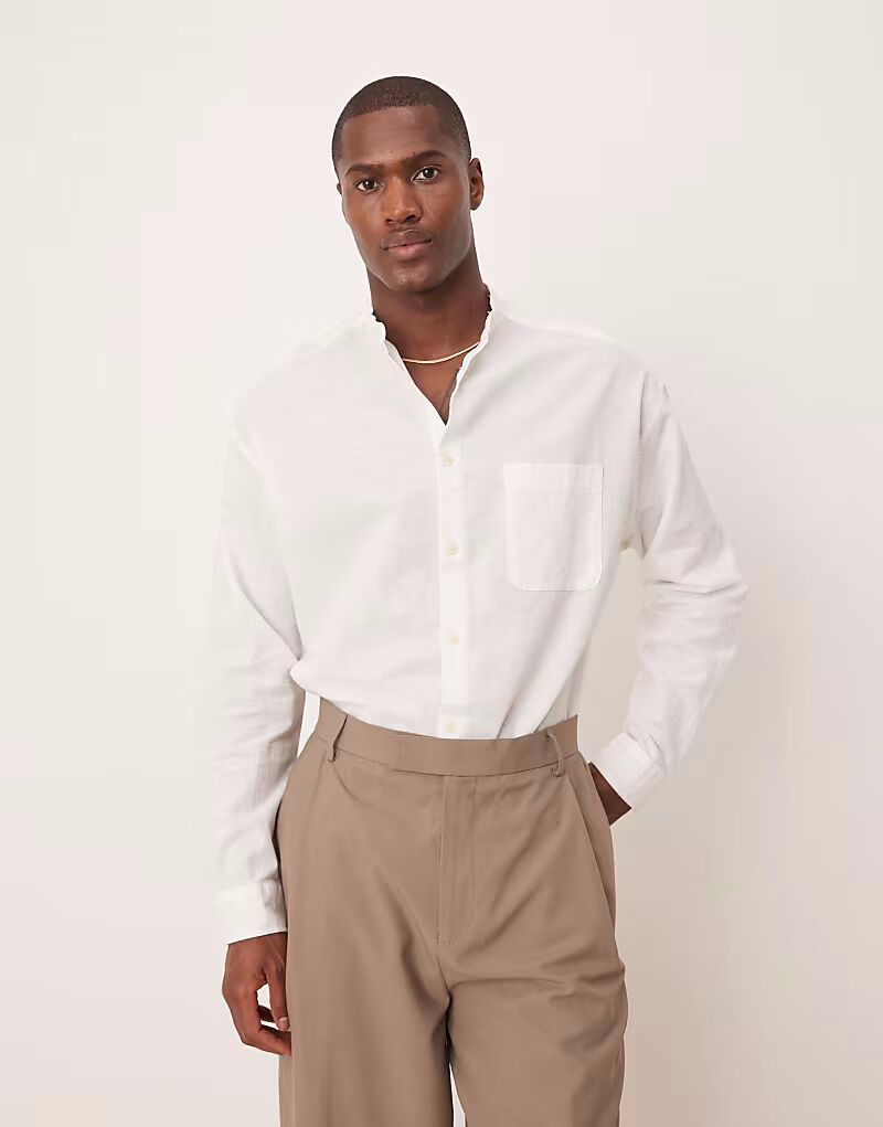 

Белая рубашка свободного кроя из льняной смеси в стиле 90-х Asos Design