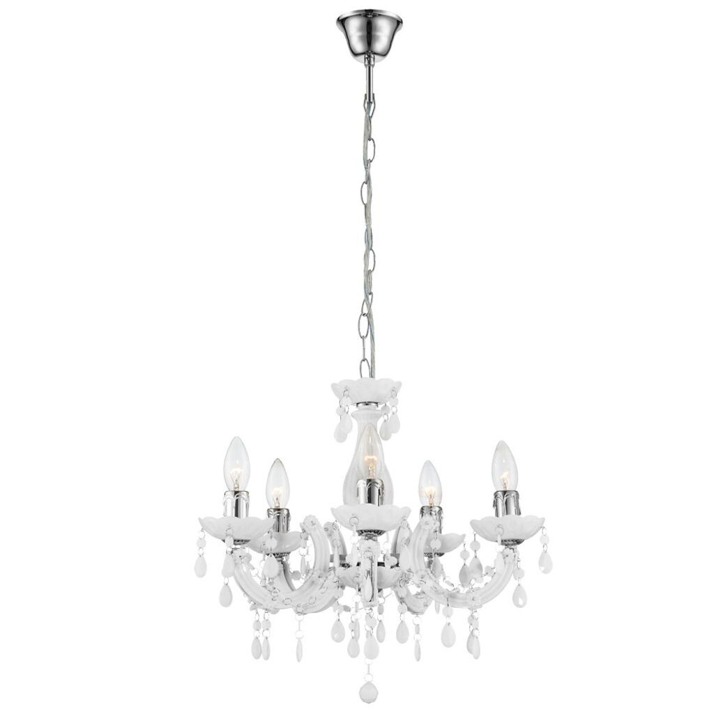 

Люстра, люстра, кристаллы, белый, 5 ламп, В 128 см etc-shop
