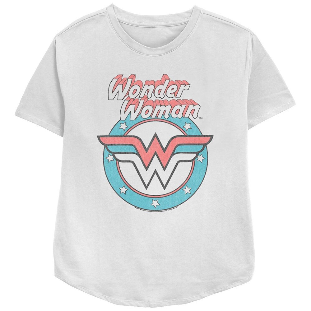 

Женская футболка свободного кроя с графическим логотипом Wonder Woman в стиле ретро Licensed Character, белый