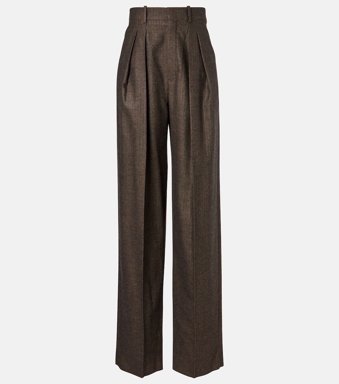 

Широкие брюки из шерсти с рисунком «ёлочка» Saint Laurent, Marron Noir