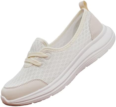 

Ортопедическая обувь для женщин и мужчин с мягкой подошвой, сетчатые прогулочные кроссовки, удобные ортопедические слипоны, дышащие балетки с поддержкой свода, повседневные легкие низкие туфли для медсестер Generic, белый