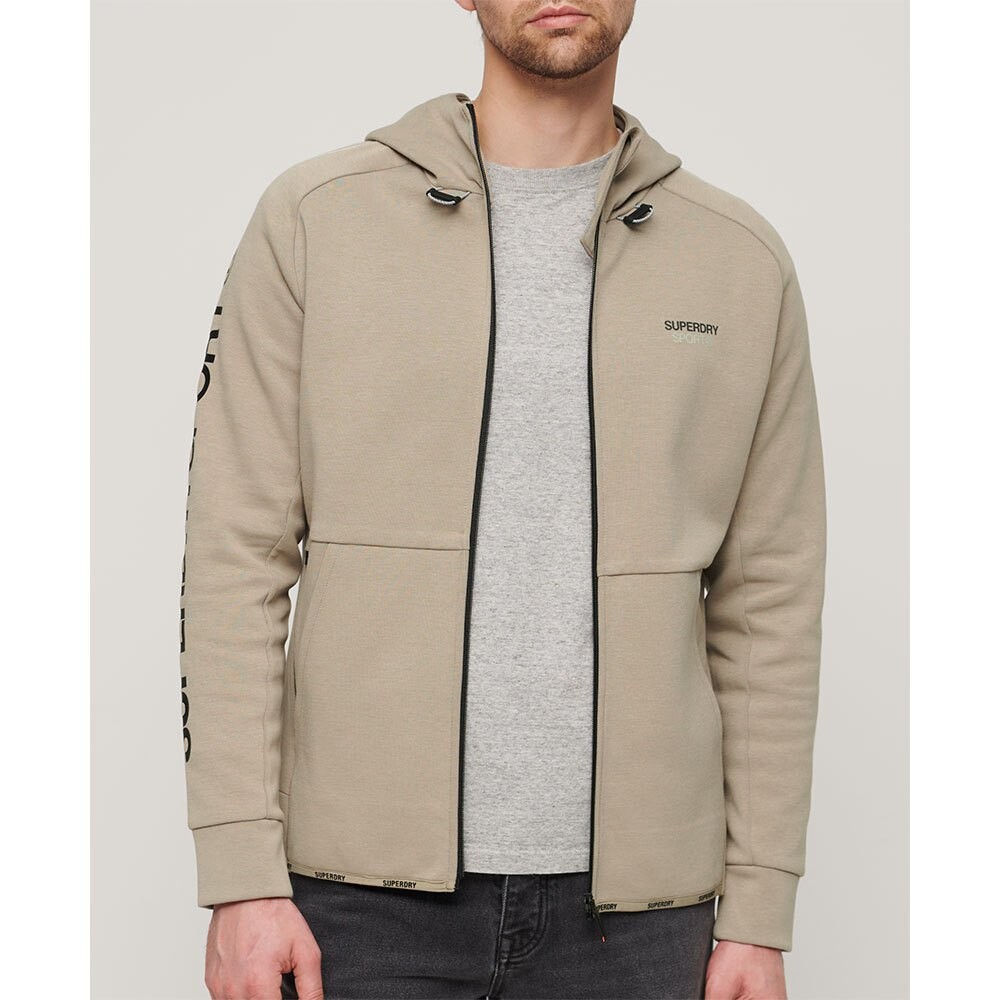 

Толстовка Superdry Sport Tech Logo Loose Full Zip, бежевый