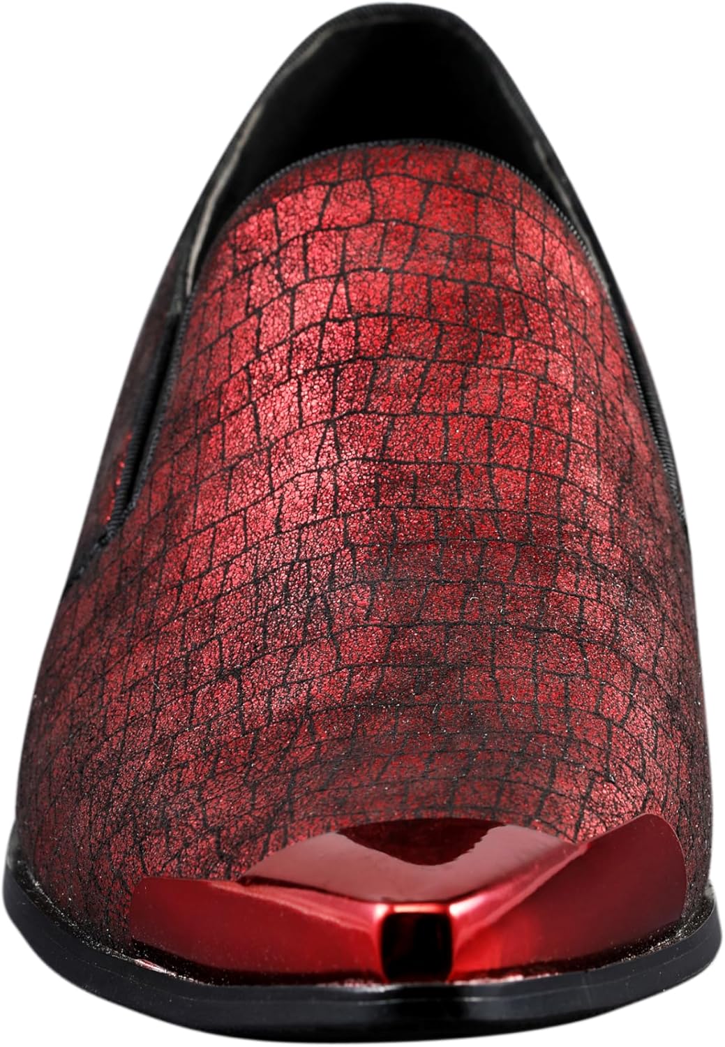 Мужские праздничные лоферы Amali Sparkling с металлическим носком - мужская обувь для выхода - металлические лоферы для мужчин - диско-туфли для мужчин - дизайнерская обувь, красный — фото 4