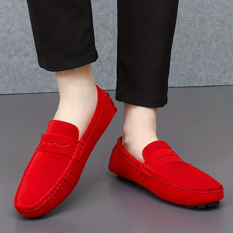 Мужские мокасины Penny Loafer, водительские туфли, удобные нескользящие слипоны, мужская обувь на все сезоны Hhhchpm, красный — фото 2