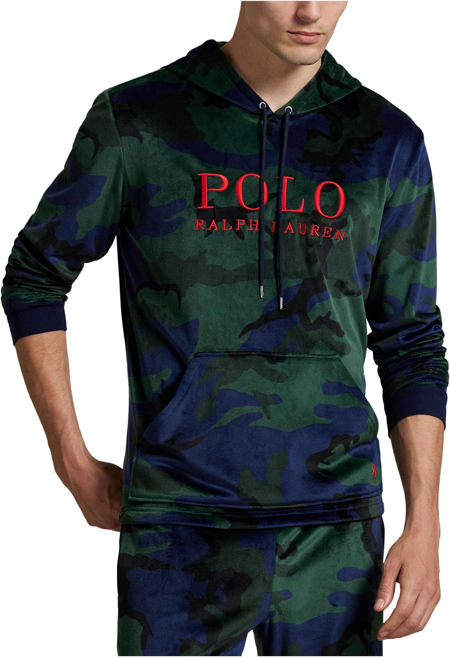 

Худи Polo Ralph Lauren Plush Velour Long Sleeve Hoodie, цвет Camo