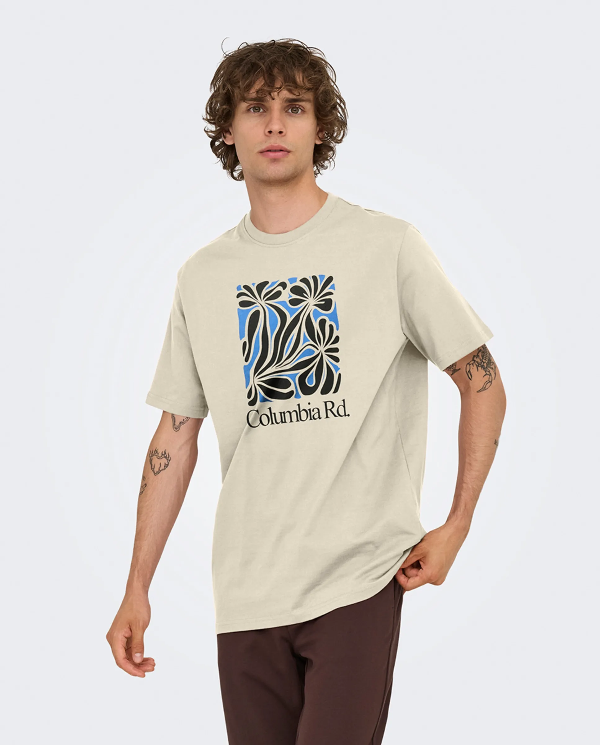 

Мужская футболка с коротким рукавом классического кроя Only & Sons, бежевый