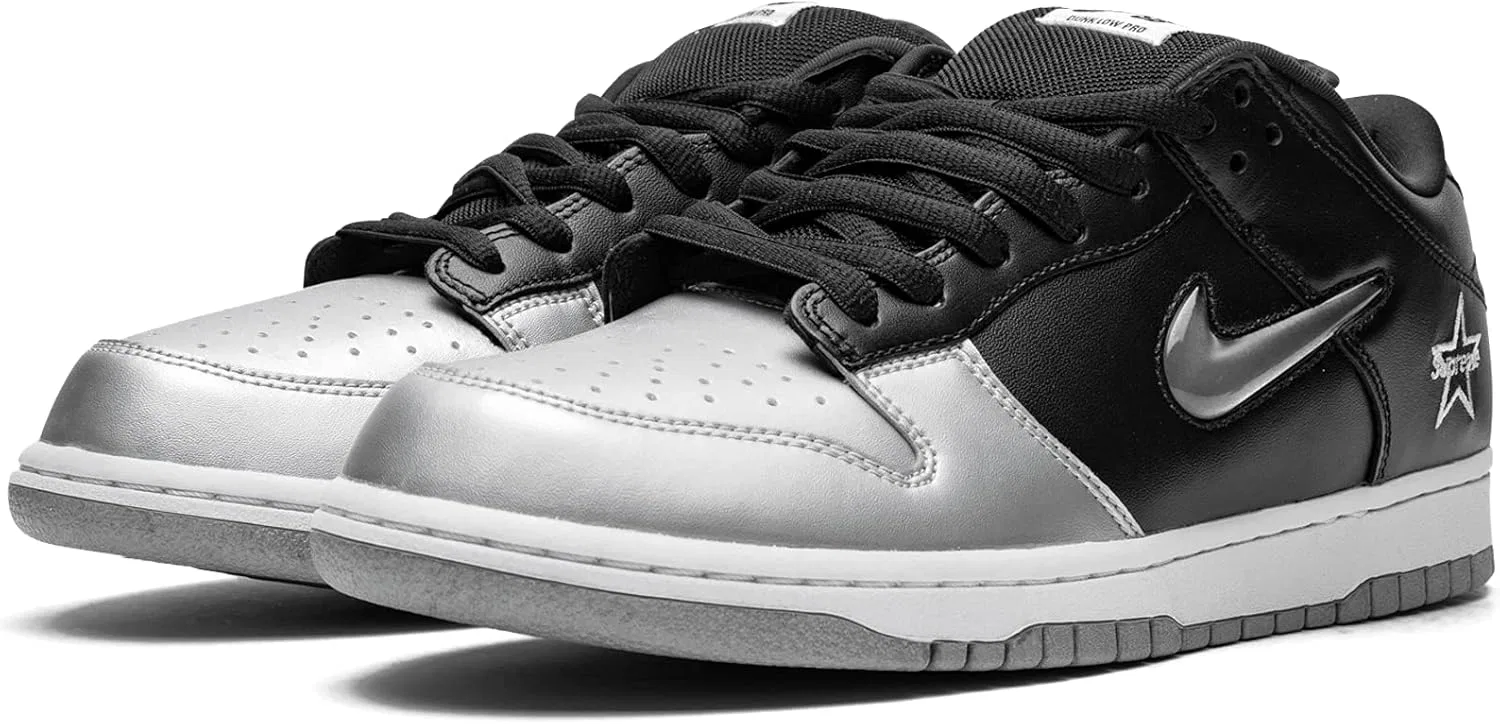 Кроссовки Nike SB Dunk Low Supreme, Metallic Silver/Metallic Silver — фото 2