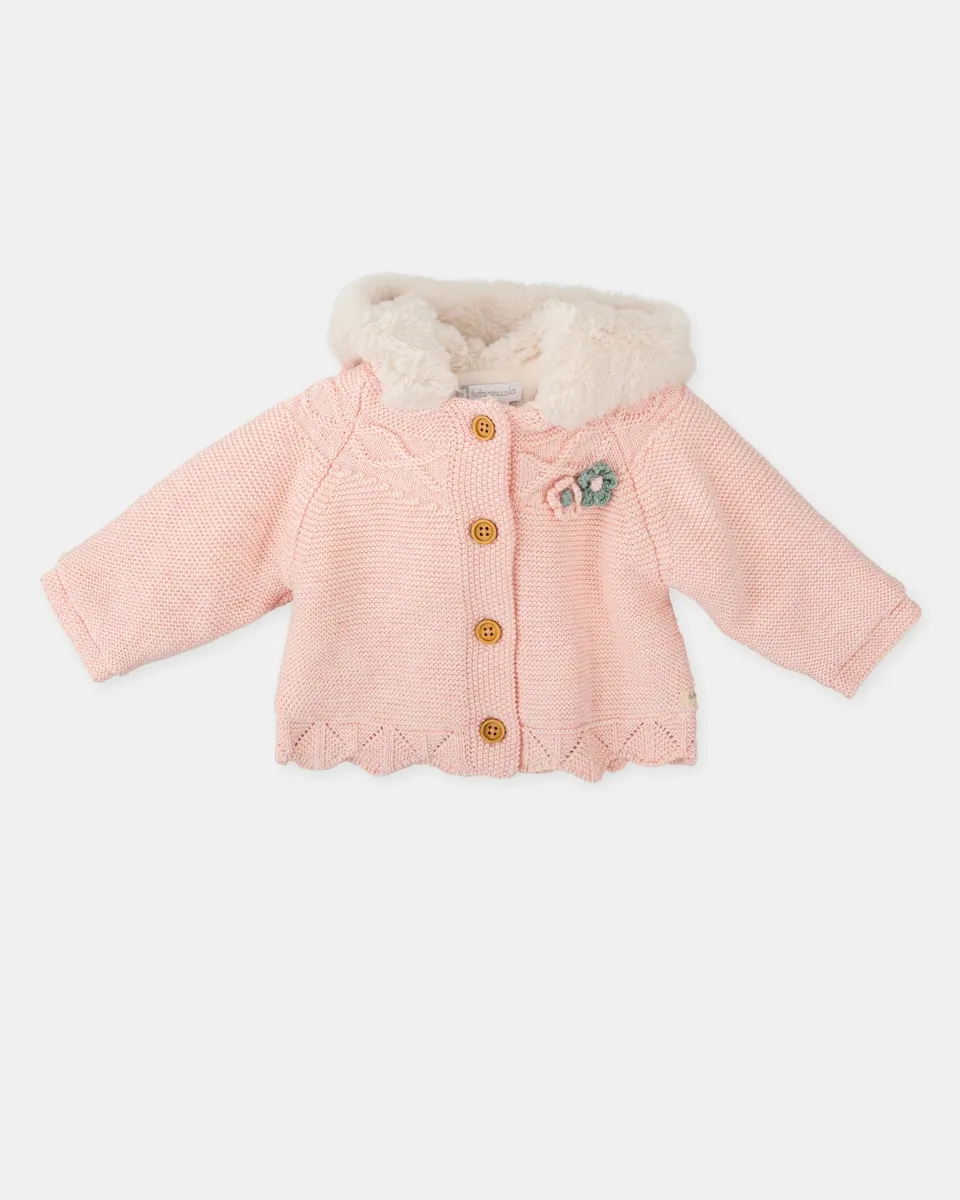 

Вязаное детское пальто с капюшоном в форме лепестка Tutto Piccolo, розовый